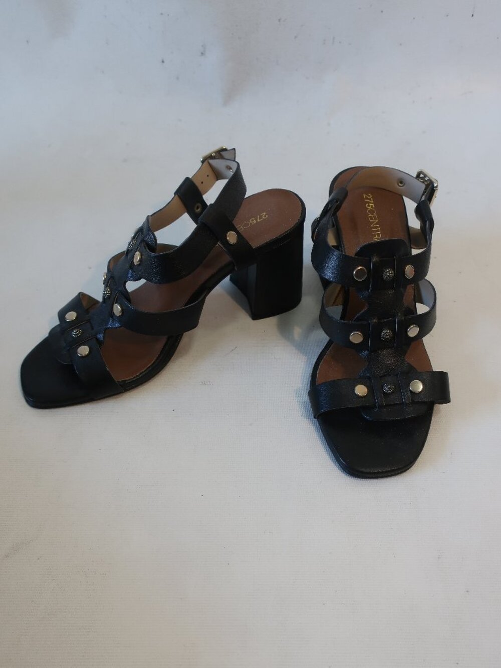 Womens  275 Central Black Strappy Leather Lucy Block Heel Sandal 39 US/9